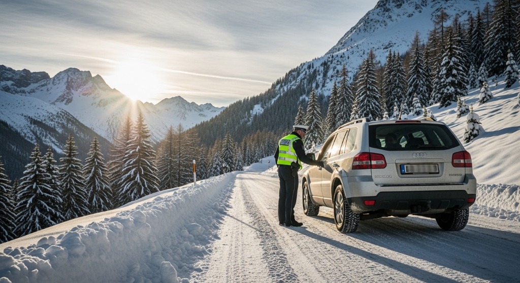Illustration Pneus neige obligatoires : risquez-vous vraiment 135 euros d'amende ce week-end sur la route du ski ?